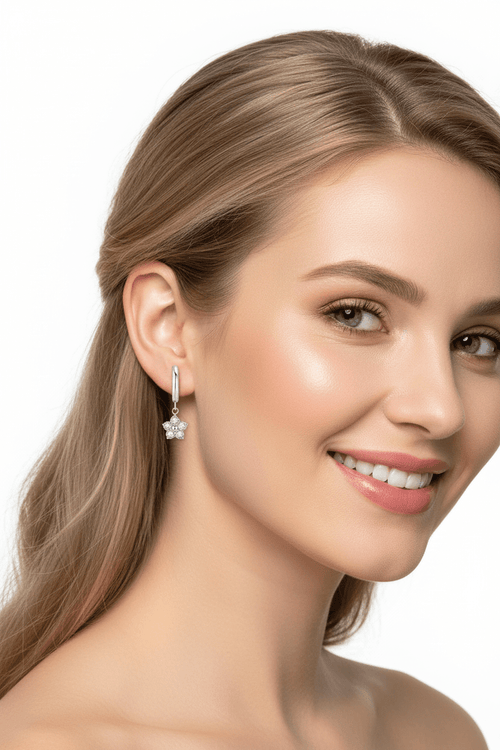 Flower Zircon Drop Earrings - Sweetheart Jewel