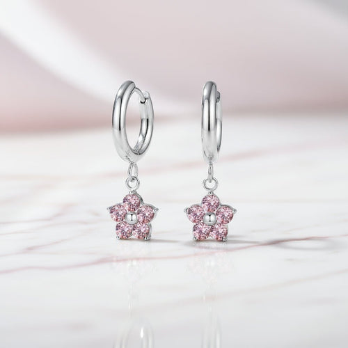 Flower Zircon Drop Earrings - Sweetheart Jewel