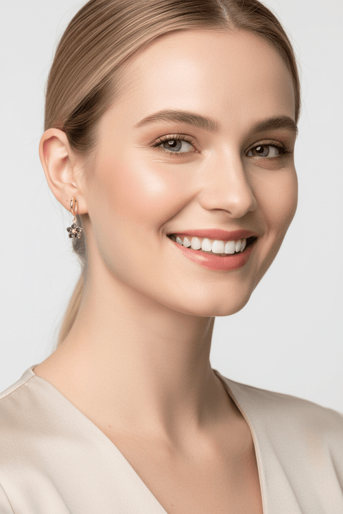 Flower Zircon Drop Earrings - Sweetheart Jewel