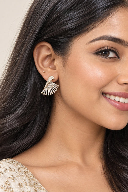 Glamour Wing Cubic Zirconia Statement Earrings - Sweetheart Jewel