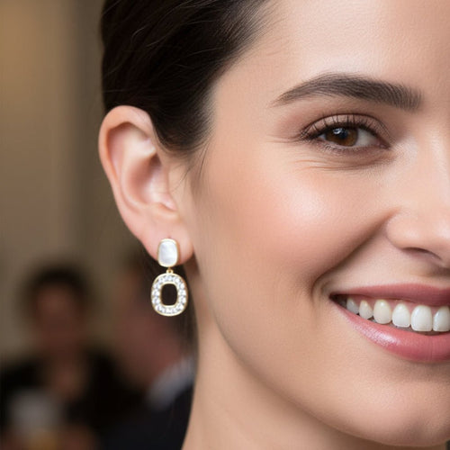 Glistening Cubic Zirconia Oval Pendant Earrings - Sweetheart Jewel