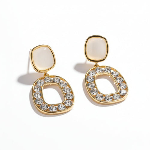 Glistening Cubic Zirconia Oval Pendant Earrings - Sweetheart Jewel