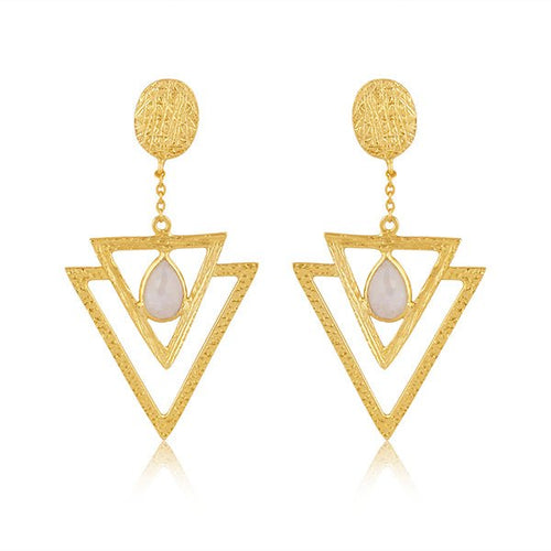 Golden Aura Moonstone Earrings - Sweetheart Jewel