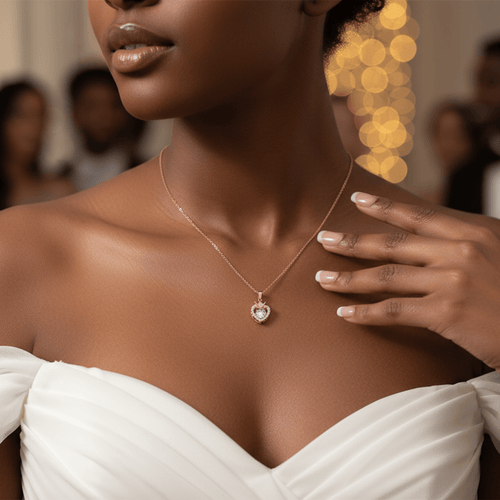 Love Reign Heart Zircon Crown Sterling Silver Necklace - Sweetheart Jewel