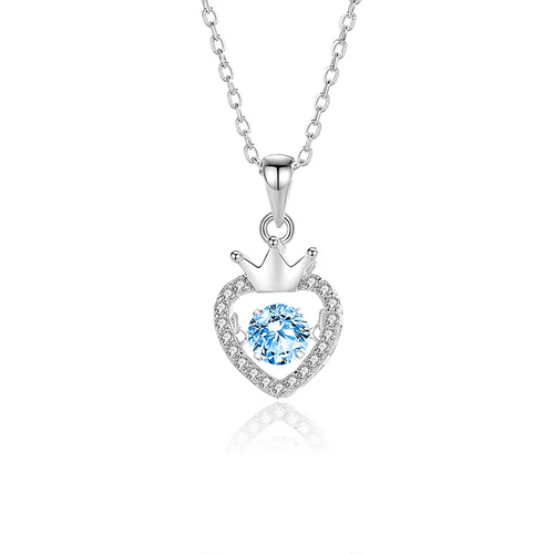 Love Reign Heart Moissanite Zircon Crown Sterling Silver Necklace