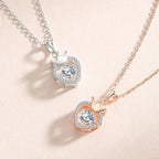 Love Reign Heart Zircon Crown Sterling Silver Necklace - Sweetheart Jewel