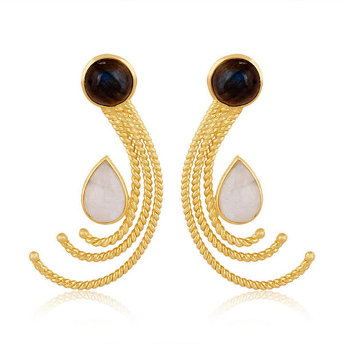 Luna Éclat Gold On Silver Earrings - Sweetheart Jewel