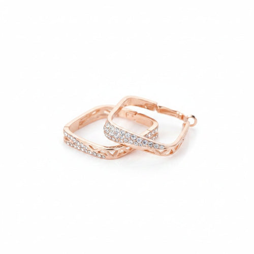 Luxury Rose Gold Earrings – 18K Gold Plated & Sparkling Rhinestones - Sweetheart Jewel