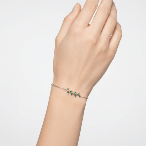 Nature’s Glow Leaf Fashion Silver Bracelet - Sweetheart Jewel