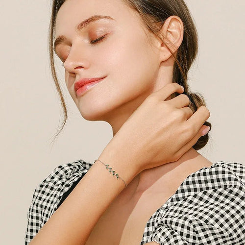Nature’s Glow Leaf Fashion Silver Bracelet - Sweetheart Jewel