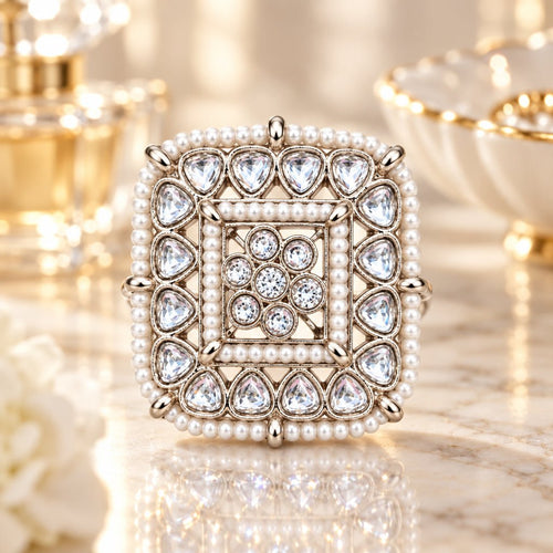Pearl Royale Crystal Statement - Cocktail Ring - Sweetheart Jewel