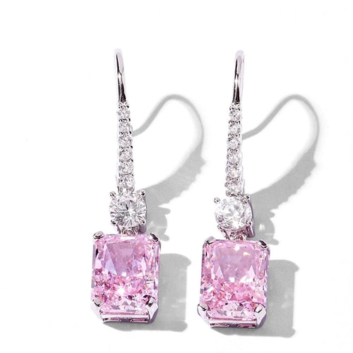 High Carbon Sterling Silver Diamond Square Drop Earrings