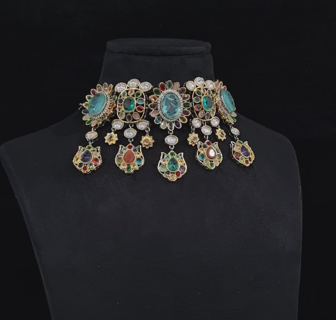 Sabyasachi Kundan Gold Plated Necklace Light Green for party/Bridal