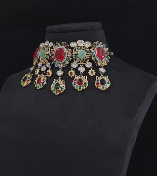 Sabyasachi Kundan Gold Plated Necklace multicolor-2  for party/Bridal