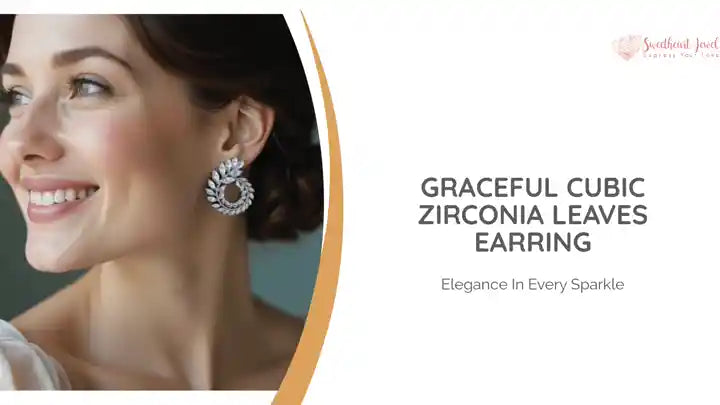 Graceful Cubic Zirconia Leaves Earring by@Outfy