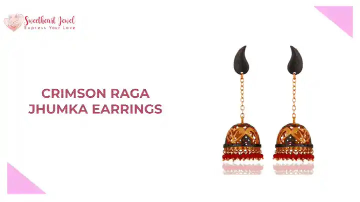Crimson Raga Jhumka Earrings by@Outfy