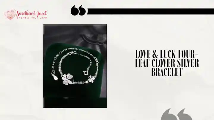 Love &amp; Luck Four-Leaf Clover Silver Bracelet by@Outfy