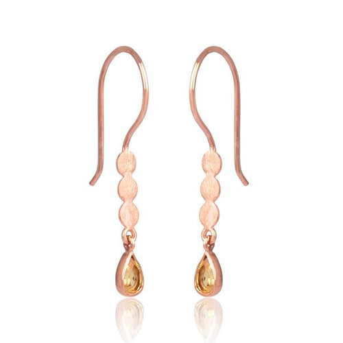 Radiant Citrine Rose Gold Designer Earrings - Sweetheart Jewel