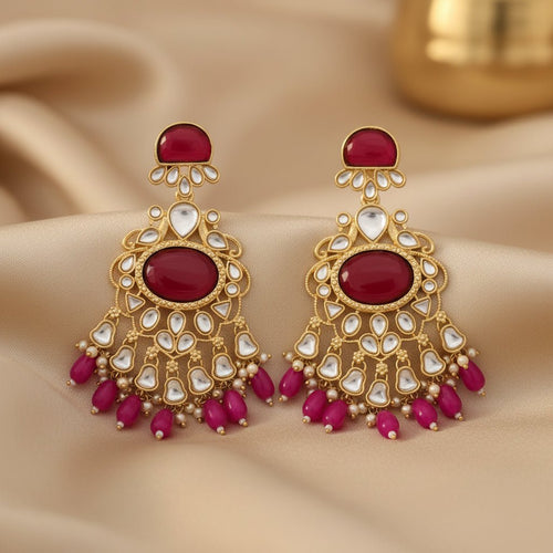 Rajrani Kundan Peacock Statement Earrings – Indo-Western Jewelry - Sweetheart Jewel