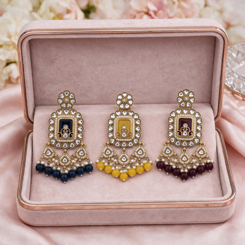 Rajsi Kundan Pearl Statement Earrings – Indo-Western Jewelry - Sweetheart Jewel