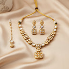 Rajvi Kundan Jewelry Set – Necklace, Earrings & Tikka - Indo-Western Jewelry - Sweetheart Jewel