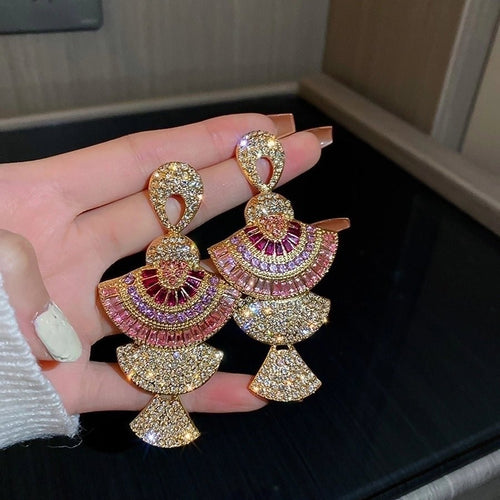 Retro Designer Rhinestones Drop Earrings - Sweetheart Jewel