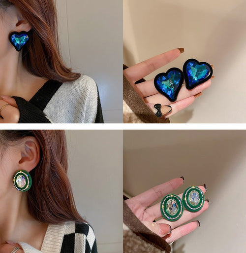Retro Designer Rhinestones Drop Earrings - Sweetheart Jewel