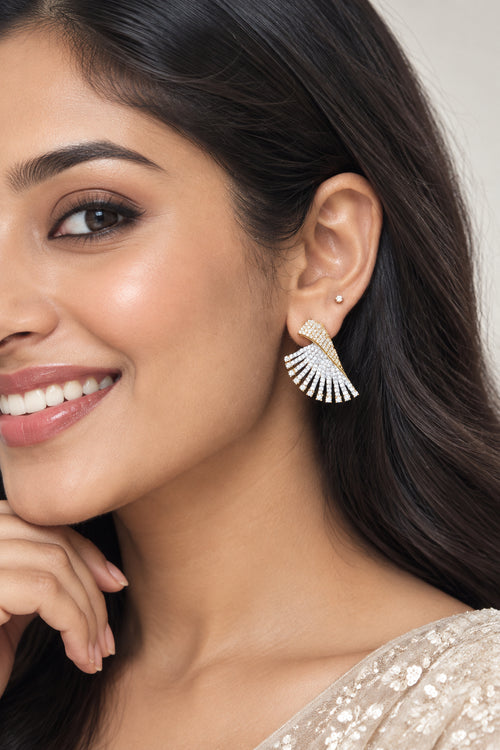 Glamour Wing Cubic Zirconia Statement Earrings