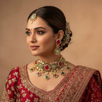Royal Bloom Gold Plated Kundan Choker Necklace & Earring – Sabyasachi Inspired Bridal - Party Jewelry - Sweetheart Jewel