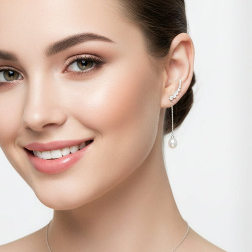 Seven Stars Dangling Pearl Ear Studs - Sweetheart Jewel