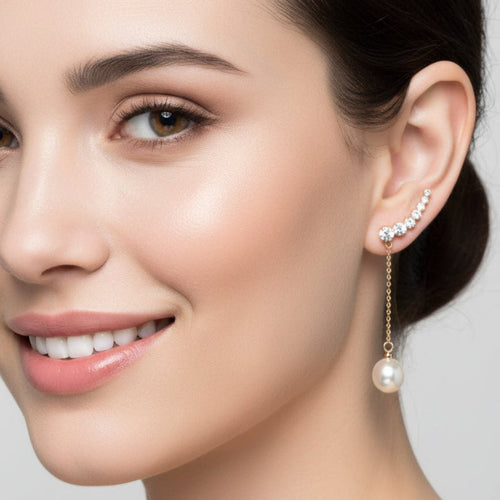 Seven Stars Dangling Pearl Ear Studs - Sweetheart Jewel