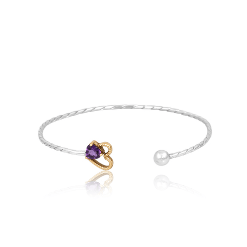 Violet Dream Cuff – Amethyst Sterling Silver Bracelet - Sweetheart Jewel
